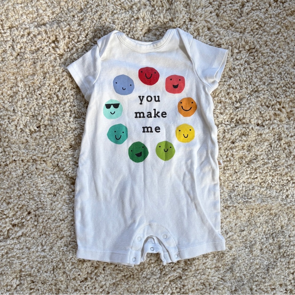 Baby Gap White Smiley Face You Make Me Smile One Piece Outfit 3-6 months